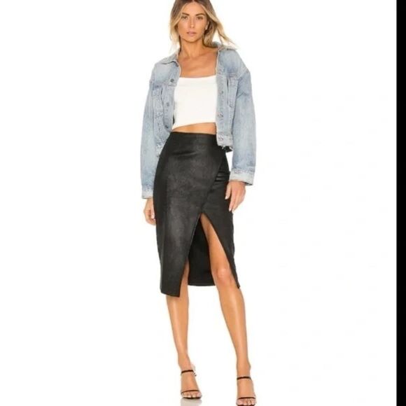Free People Dresses & Skirts - Free People Whitney Faux Suede Faux Wrap Midi Skirt Sz S